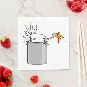 Thanksgiving Tired Turkey in Cooking Pot Humor Napkins