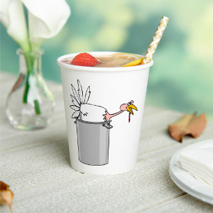 Thanksgiving Tired Turkey in Cooking Pot Humor  Paper Cups