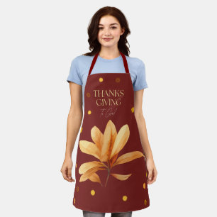Thanksgiving To God Adult Burgundy Apron