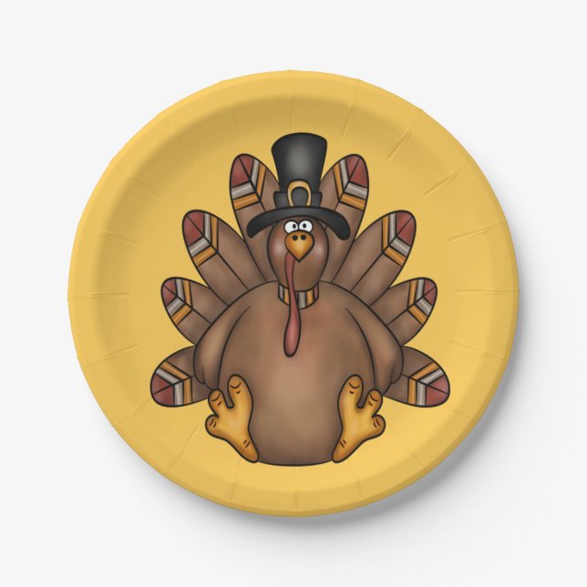 Thanksgiving Tom Turkey Holiday Paper Plates (Front)