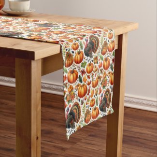 Thanksgiving Tom Turkey  Short Table Runner