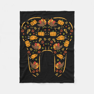 Thanksgiving Tooth Cute Fall Teeth Dental Dentist Fleece Blanket