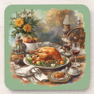 Thanksgiving, Tradisional Dishes Beverage Coaster