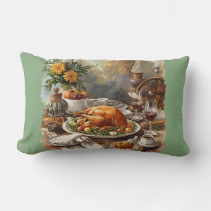 Thanksgiving, Tradisional Dishes, Family Gathering Lumbar Pillow