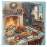 Thanksgiving,Traditional dishes, Autumn Table,  Ceramic Tile