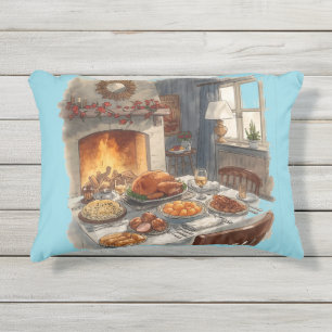 Thanksgiving,Traditional dishes, Autumn Table Outdoor Pillow