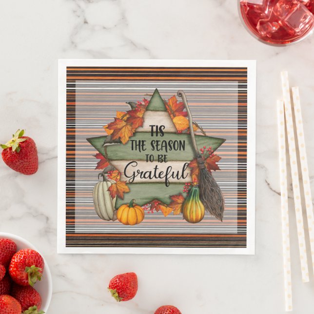 Thanksgiving Trendy Beautiful Autumn Collection Paper Dinner Napkins (Insitu)