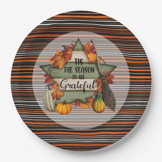 Thanksgiving Trendy Beautiful Autumn Collection Paper Plates (Front)
