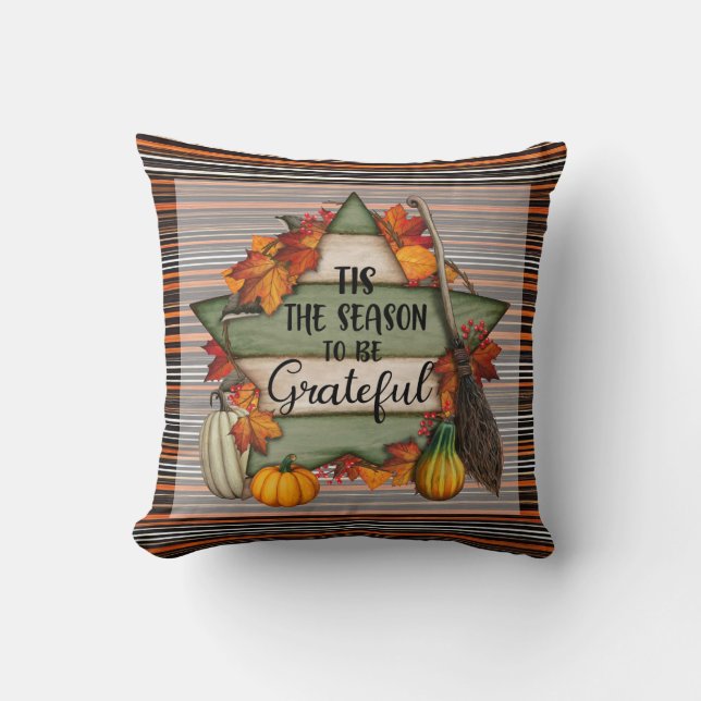 Thanksgiving Trendy Beautiful Autumn Collection Throw Pillow (Front)