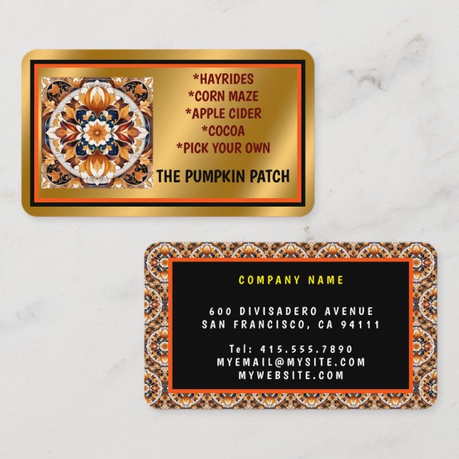 Thanksgiving Trendy Pumpkin Autumn Collection Business Card (Front/Back)