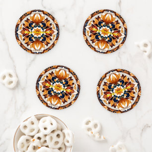 Thanksgiving Trendy Pumpkin Autumn Collection Coaster Set