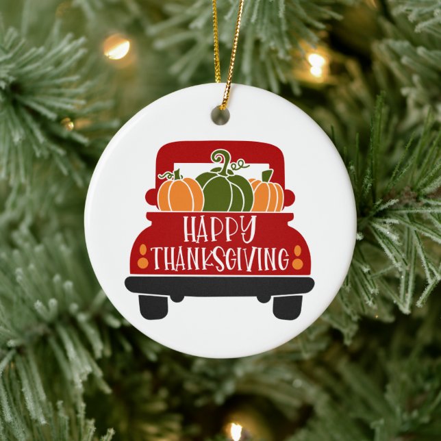 Thanksgiving Truck Ceramic Ornament (Tree)