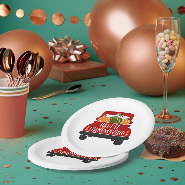 Thanksgiving Truck Paper Plates (Multi)