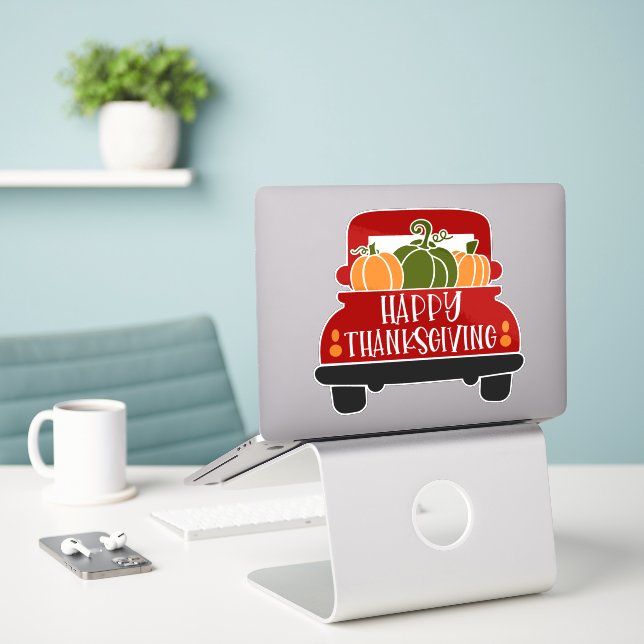 Thanksgiving Truck Sticker (Laptop On Desk)