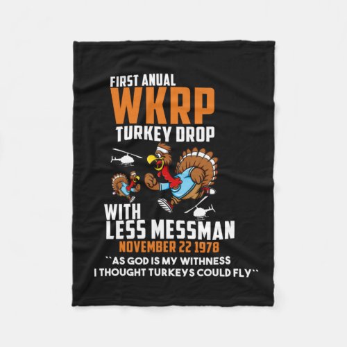 Thanksgiving Tshirt_First Annual WKRP Turke Fleece Blanket