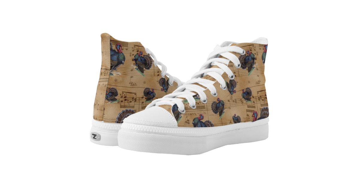 Thanksgiving Tukrey Vintage Illustration High-Top Sneakers | Zazzle