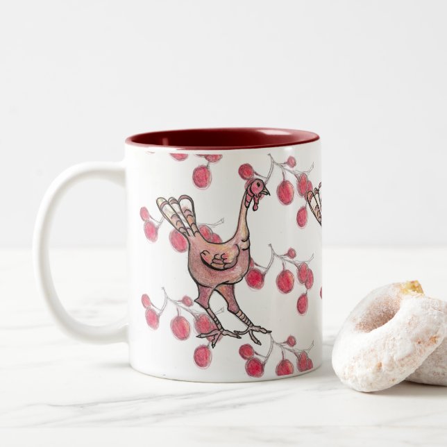 Thanksgiving Turkey and Berry Mug (With Donut)