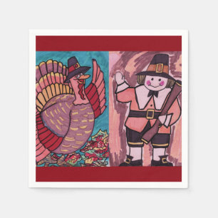 THANKSGIVING TURKEY AND PILGRAM napkins