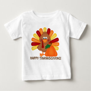 Thanksgiving turkey and pumpkin baby t-shirt