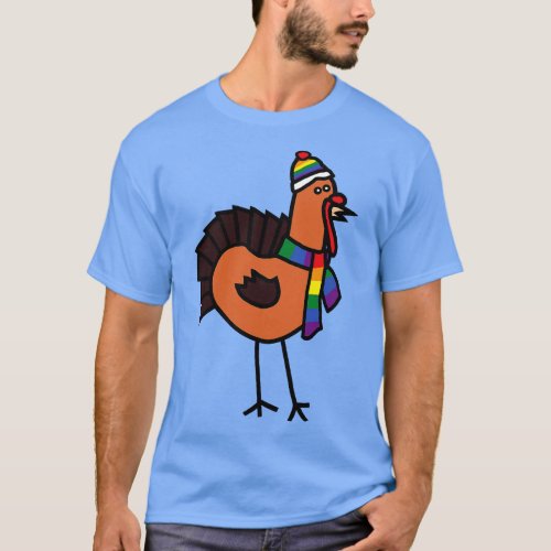 Thanksgiving Turkey and Rainbow Pride Flag Hat and T_Shirt