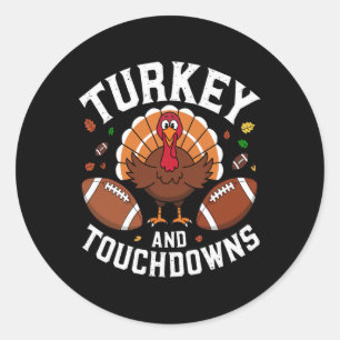 Thanksgiving Turkey And Touchdowns Football Design Classic Round Sticker
