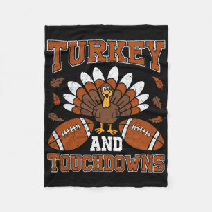 Thanksgiving Turkey And Touchdowns Football Men Ki Fleece Blanket