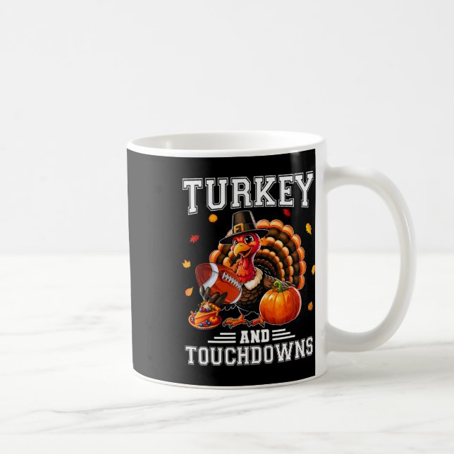 Thanksgiving Turkey And Touchdowns Footbyll Men Ki Coffee Mug (Right)