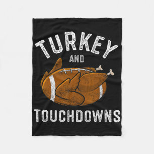 Thanksgiving Turkey And Touchdowns Footll Men Boys Fleece Blanket