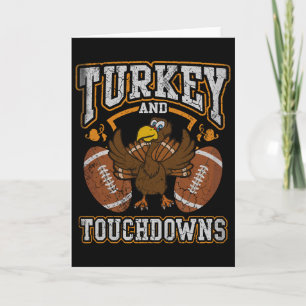 Thanksgiving Turkey And Touchdowns Footll Men Kids Card