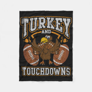 Thanksgiving Turkey And Touchdowns Footll Men Kids Fleece Blanket