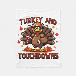 Thanksgiving Turkey And Touchdowns Footll Player 1 Fleece Blanket