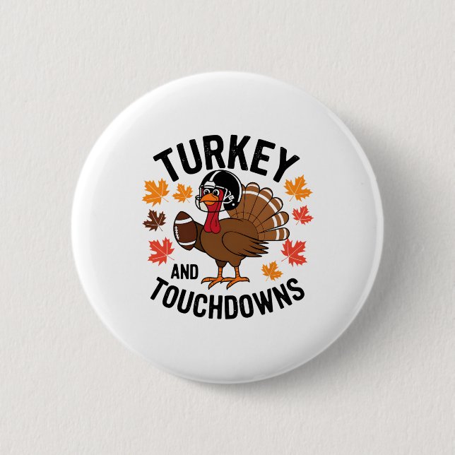 Thanksgiving Turkey And Touchdowns Footll Player 2 Button (Front)