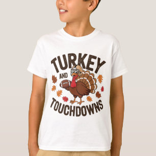 Thanksgiving Turkey And Touchdowns Footll Player 3 T-Shirt