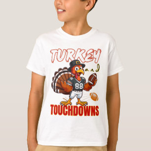 Thanksgiving Turkey And Touchdowns Funny Footll Lo T-Shirt