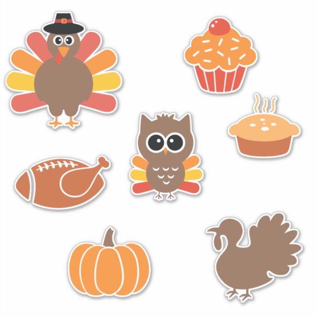 Thanksgiving Turkey and Trimmings Stickers (Front)