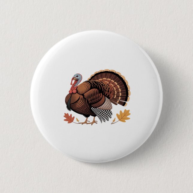 Thanksgiving Turkey – Autumn Holiday Classic Class Button (Front)