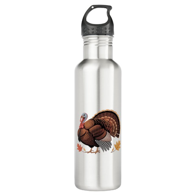 Thanksgiving Turkey – Autumn Holiday Classic Class Stainless Steel Water Bottle (Front)