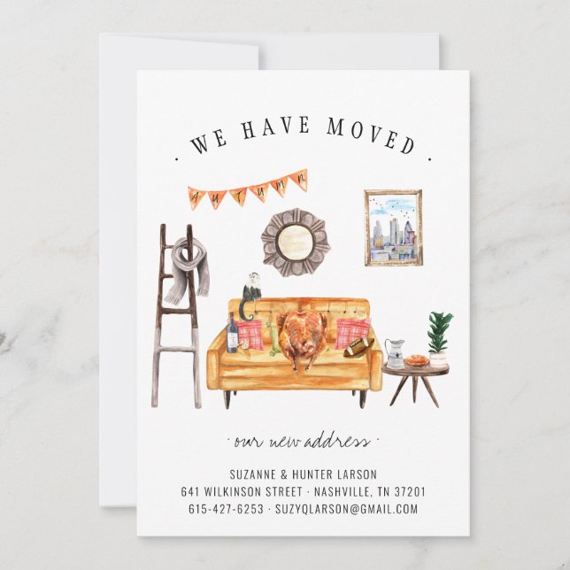 Thanksgiving Turkey | Autumn Living Room Moving Announcement (Front)