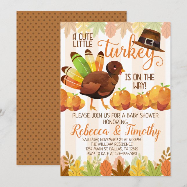 Thanksgiving Turkey Baby Shower Invitation Invite (Front/Back)