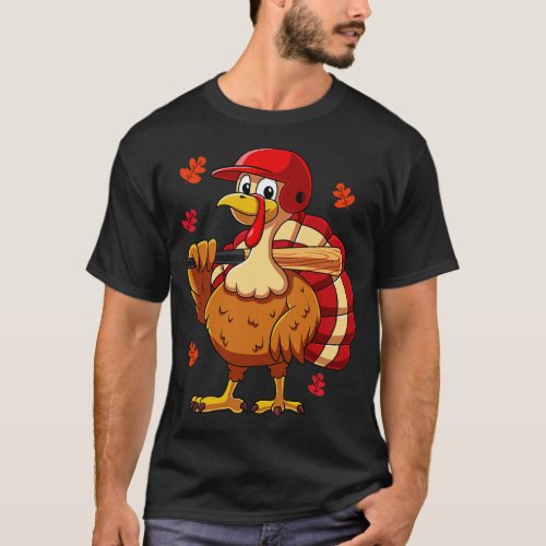 Thanksgiving Turkey Baseball Player T_Shirt