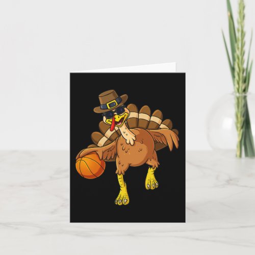 Thanksgiving Turkey Basketball Player Fun Boys Gir Card