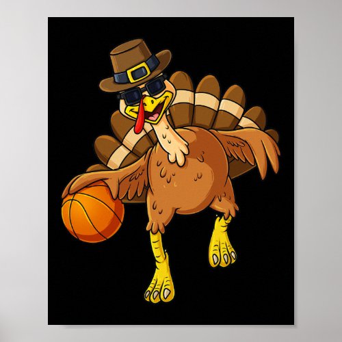 Thanksgiving Turkey Basketball Player Fun Boys Gir Poster