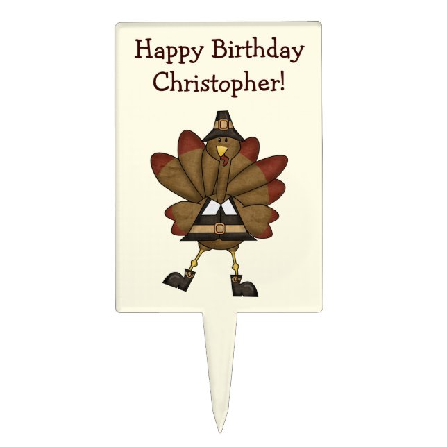 Thanksgiving Turkey Birthday Cake Topper (Front)