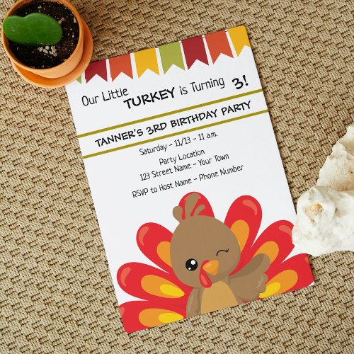 Thanksgiving Turkey Birthday Invitation