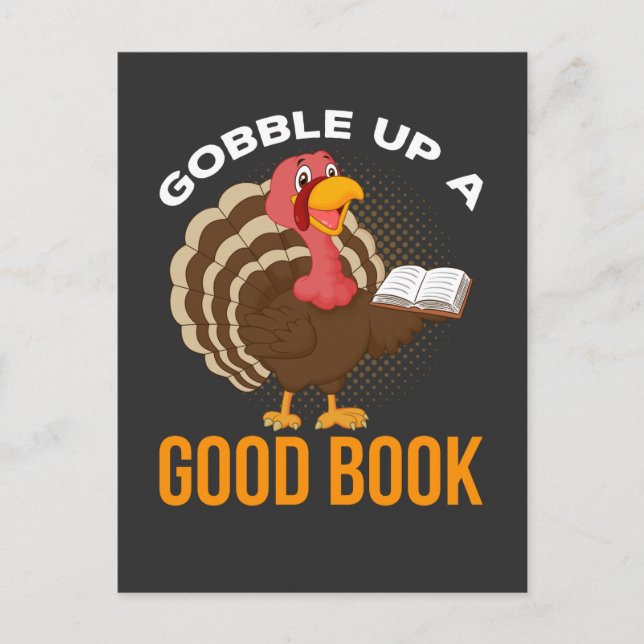 Thanksgiving Turkey Book Reader Humor Bookworm Postcard (Front)