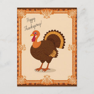 Thanksgiving Turkey Border Postcard