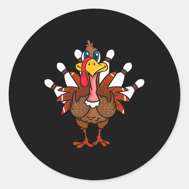 Thanksgiving Turkey Bowling  Classic Round Sticker (Front)
