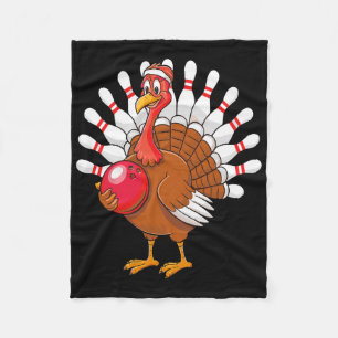 Thanksgiving Turkey Bowling Pin Matching Team 1 Fleece Blanket