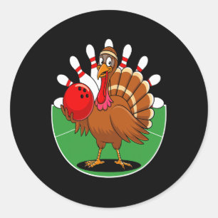 Thanksgiving Turkey Bowling Pin Matching Team 2 Classic Round Sticker