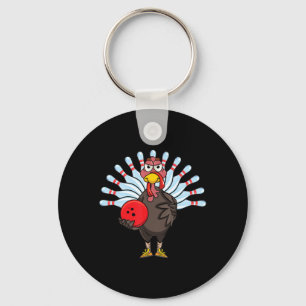 Thanksgiving Turkey Bowling Pin Matching Team Gift Keychain